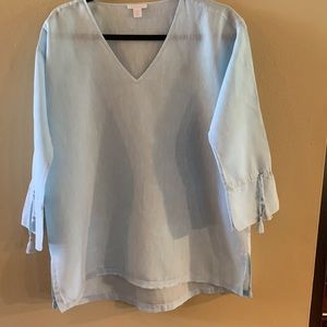 Saks Fifth Avenue blue linen top